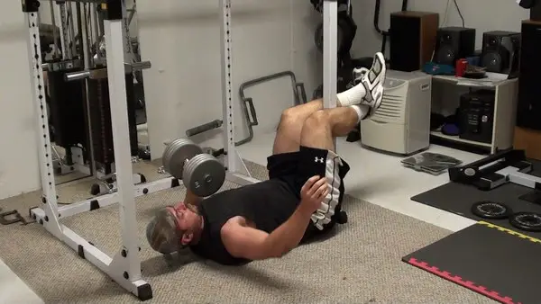 Great MMA and Core Power Training...Feet-Anchored One-Arm Dumbell Bench Press