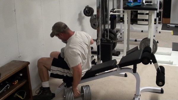 Setting the dumbbells down in the Incline dumbbell bench press