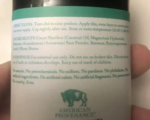 American Provenance Deodorant Review Ingredients