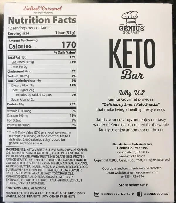 Genius Gourmet Keto Bar