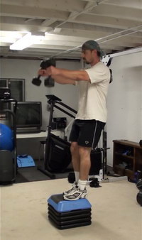 Total-Body Resistance-Cardio For Fast Fat-Loss: One-Arm Kettlebell Swing Step-Ups