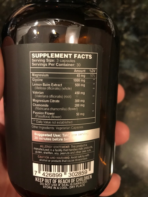 Man Sleep ingredients panel