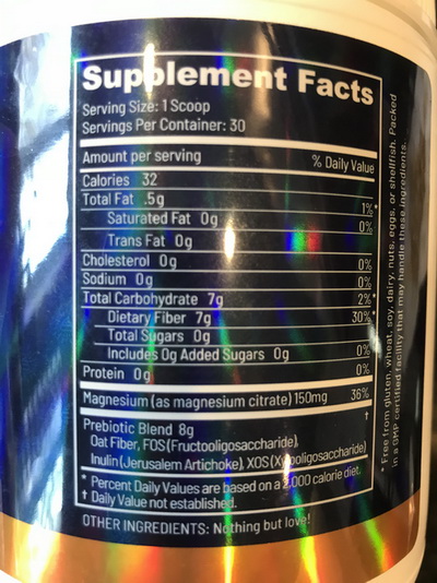 Peak BioBoost nutrition facts and ingredients panel