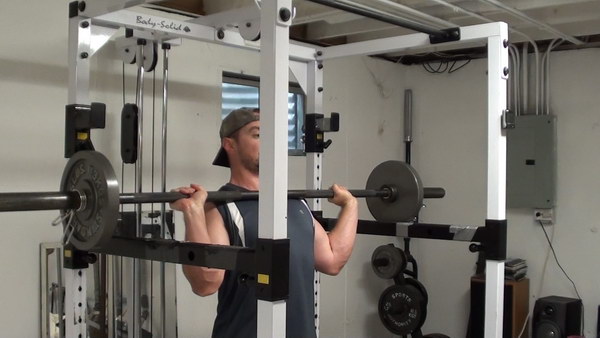 Barbell Shoulder Press - elbows flared in front at bottom