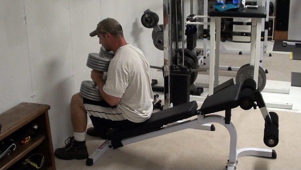 Getting into position for the Incline dumbbell bench press