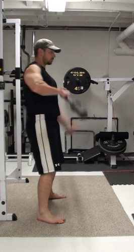 One-Arm Barbell Hang Clean and Press