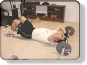 Lying Barbell Tricep Extensions On The Floor
